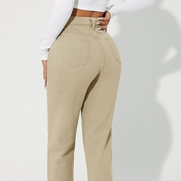 Vintage Lauren Jeans Co Tan Khaki High Rise Straight-leg Jeans Women's Size 8 - Picture 16 of 16